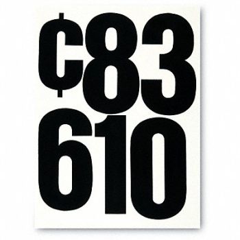 CHARTPAK Press-On Numbers Vinyl 6 Black PK21, 51UW45