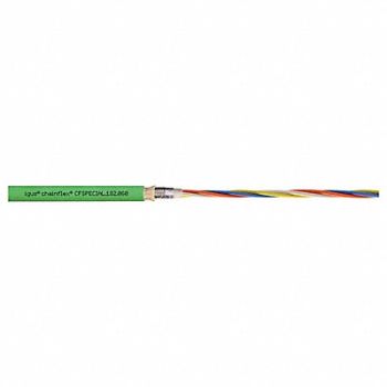 CHAINFLEX Bus Cable PUR 50 V 0.33 in dia Ylw/Green, 801MM5