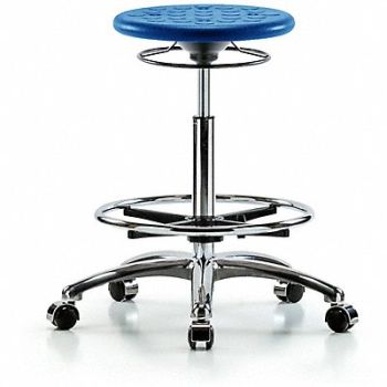 BLUE RIDGE ERGONOMICS Cleanroom Polyurethane Stool Blue, 797R27