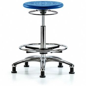 BLUE RIDGE ERGONOMICS Cleanroom Polyurethane Stool Blue, 797R29