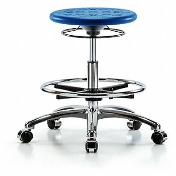BLUE RIDGE ERGONOMICS Cleanroom Polyurethane Stool Blue, 797R31