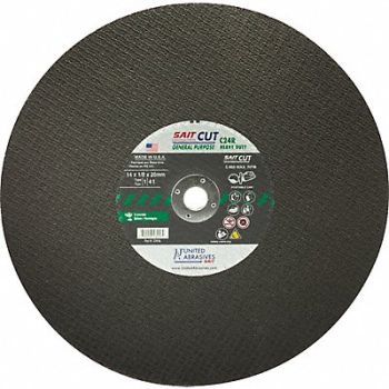 UNITED ABRASIVES-SAIT Cutting Wheel C24R 14 x1/8 x1 5400rpm, 45JK69