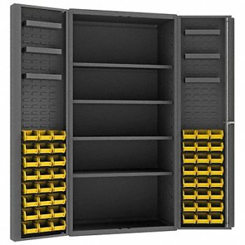 DURHAM MFG Bin Cabinet 72 x36 x24 Gray 48YlwBns, 33VE23