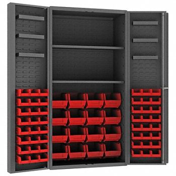 DURHAM MFG K4909 Bin Cabinet 72 x36 x24 Gray 64RedBns, 36FC10