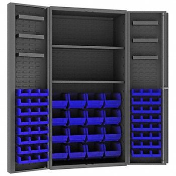 DURHAM MFG K4909 Bin Cabinet 72 x36 x24 Gray 64BlueBns, 36FC11
