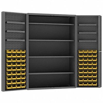 DURHAM MFG Bin Cabinet 72 x48 x24 Gray 72YlwBns, 33VE28