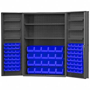 DURHAM MFG K4912 Bin Cabinet 72 x48 x24 Gray 84BlueBns, 36FC17