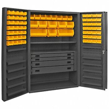 DURHAM MFG Bin Cabinet Gray 72 x48 x24 72YllwBns, 1UBJ5