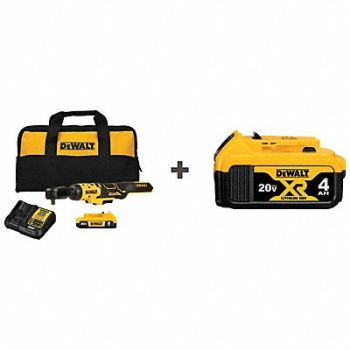 STANLEY BLACK DECKER Ratchet Cordless 20V 3/8 Bonus Battery, 385XR9