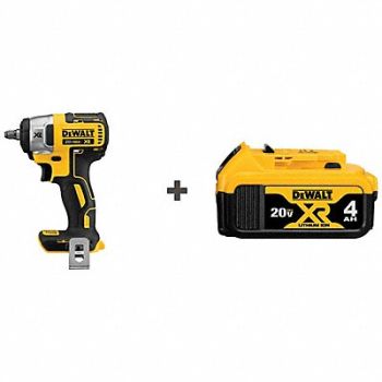 DEWALT Impact Wrench Cordless 20VDC Battery, 386VK1