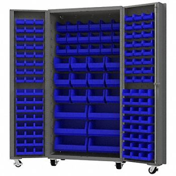 DURHAM MFG Heavy Duty Mobile Bin Cabinet Blue, 799H52