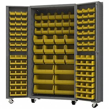 DURHAM MFG Heavy Duty Mobile Bin Cabinet Yellow, 799H53