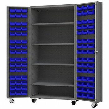 DURHAM MFG Heavy Duty Mobile Bin Cabinet Blue, 799H46