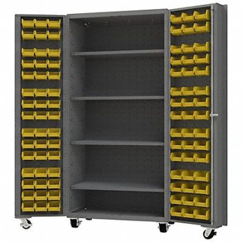 DURHAM MFG Heavy Duty Mobile Bin Cabinet Yellow, 799H47