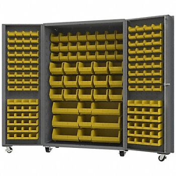 DURHAM MFG Heavy Duty Mobile Bin Cabinet Yellow, 799H60