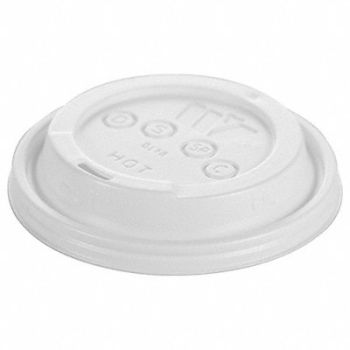 GRAINGER APPROVED Disp Hot Cup Lid 12 oz-24 oz WH PK1000, 6GUL8
