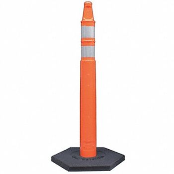 GRAINGER APPROVED Delineator Post W/Base Orange HDPE 43 H, 489J20