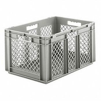 SSI SCHAEFER Straight Wall Container Gray Vented HDPE, 4VL89