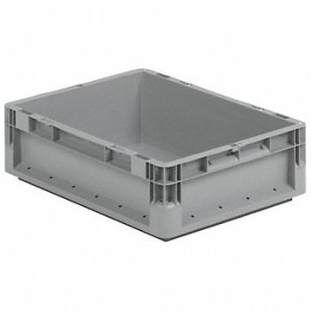 SSI SCHAEFER Straight Wall Container Gray Solid HDPE, 49H886