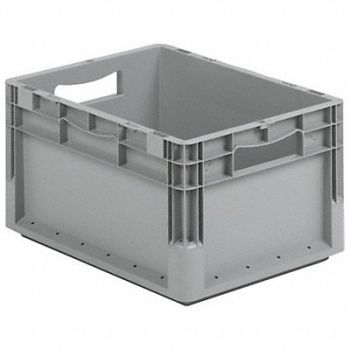 SSI SCHAEFER Straight Wall Container Gray Solid HDPE, 49H888