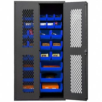 DURHAM MFG K4944 Bin Cabinet 72 x36 x24 Gray 30BlueBns, 36FA09