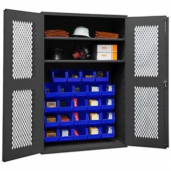 DURHAM MFG Bin Cabinet 72 x48 x18 Gray 24BlueBns, 36FA12