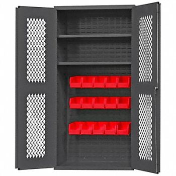 DURHAM MFG K4948 Bin Cabinet 72 x36 x18 Gray 15RedBns, 36FC32