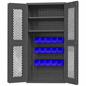 DURHAM MFG K4948 Bin Cabinet 72 x36 x18 Gray 15BlueBns, 36FC33