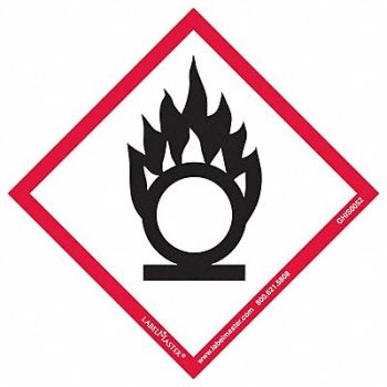 LABELMASTER GHS Flame Over Circle Label 4 H 4 W PK50, 35ZH28