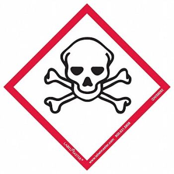 LABELMASTER GHS Skull and Crossbones Label 4 W PK50, 35ZH68