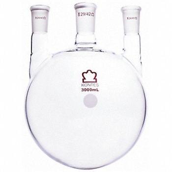 KIMBLE Triple Neck Round Bottom Flask 3000mL, 52NH96