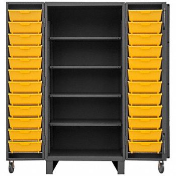 DURHAM MFG Bin Cabinet 78 x36 x36 Gray 24YlwBns, 33VE39