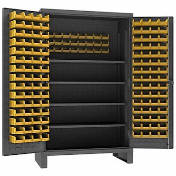 DURHAM MFG Bin Cabinet 78 x48 x24 Gray 144YlwBns, 33VE31