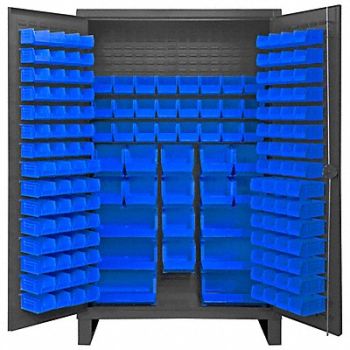 DURHAM MFG K4904 Bin Cabinet 78 x48 x24 Gray 162BlueBns, 36FC58