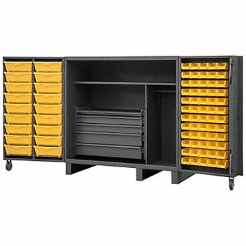 DURHAM MFG Bin Cabinet Gray 78 x60 x36 78YllwBns, 33VE41
