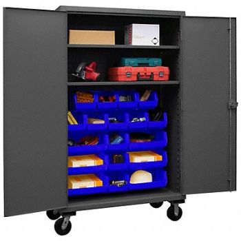 DURHAM MFG K4887 Bin Cabinet 80 x48 x24 Gray 18BlueBns, 36EZ63