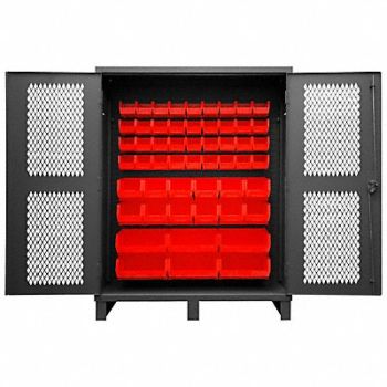 DURHAM MFG K4947 Bin Cabinet 78 x60 x24 Gray 54RedBns, 36FA50