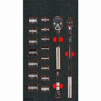 PROTO SET SKT 1/2 DR 18 PC 12 P FOAMED, 806K96