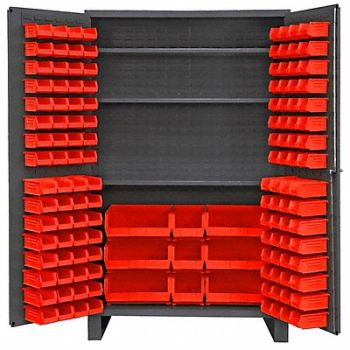 DURHAM MFG K4915 Bin Cabinet 78 x48 x24 Gray 137RedBns, 36FC75