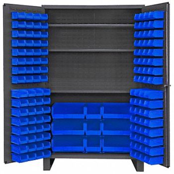 DURHAM MFG K4915 Bin Cabinet 78 x48 x24 Gray 137BlueBns, 36FC76
