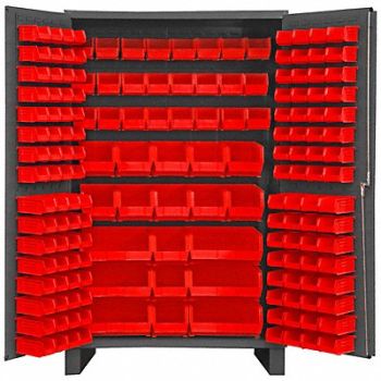 DURHAM MFG K4893 Bin Cabinet 78 x48 x24 Gray 171RedBns, 36FC77