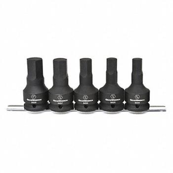 GEARWRENCH Hex Bit Imp Skt Set 5 pcs. 3/4 Dr SAE, 527D36