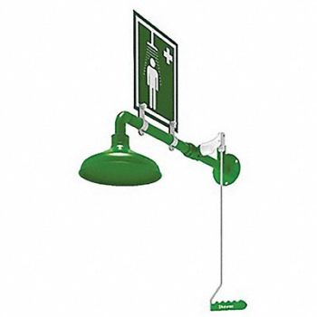 HUGHES SAFETY Emergency Shwr Hori Wall Mntng Plate SS, 34RT84