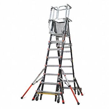 LITTLE GIANT Adj. Cage Pltfrm Lddr 14ft Fbrglss 375lb, 36GL24