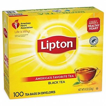 LIPTON Tea Black Tea Caff Tea Bags PK100, 1BEZ5