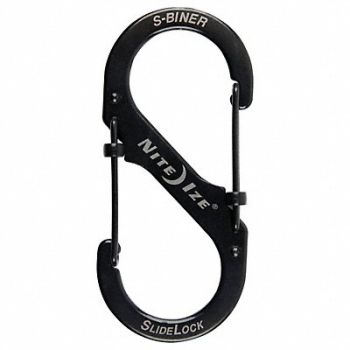 NITE IZE Locking Carabiner 3-3/5 in Steel Black, 23PF85