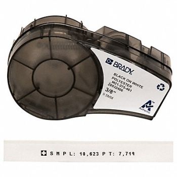BRADY Label Cartridge Black/White 3/8 in W, 3PXY1
