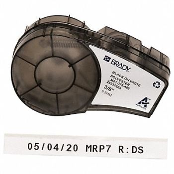 BRADY Label Cartridge Black/White 3/8 in W, 3PXY4