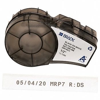 BRADY Label Cartridge Black/White 1/2 in W, 3PXY5