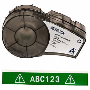 BRADY E7624 Label Cartridge White/Green 1/2 in W, 3PXU9